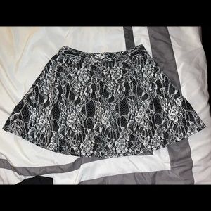 Black & White Floral Lace Skirt